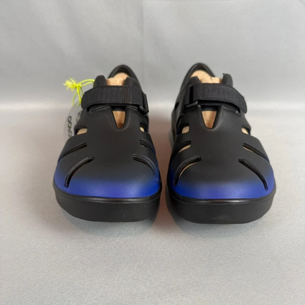 Oofos Oocandoo Recovery Sandals Womens 9 Black Blue Slip-On Shoes Unisex M7 NIB